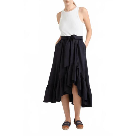 NEW CINQ A SEPT zayla dress in white navy